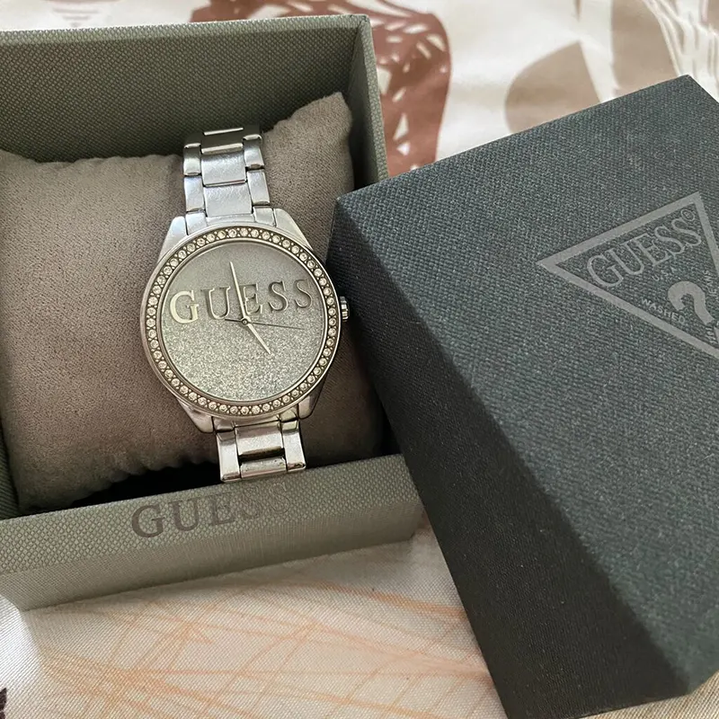 Guess Glitter Girl Silver Dial Silver-tone Ladies Watch- W0987L1